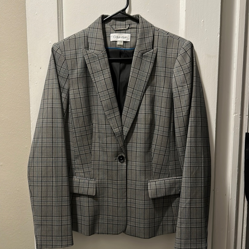 Calvin Klein Patterned Houndstooth Suit Blazer Si… - image 1